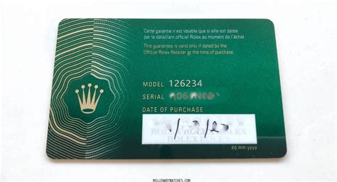 rolex international guarantee card.